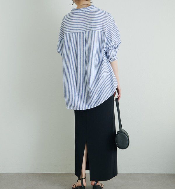  「麻レーヨンストライプシャツ」|シャツ・ブラウス|