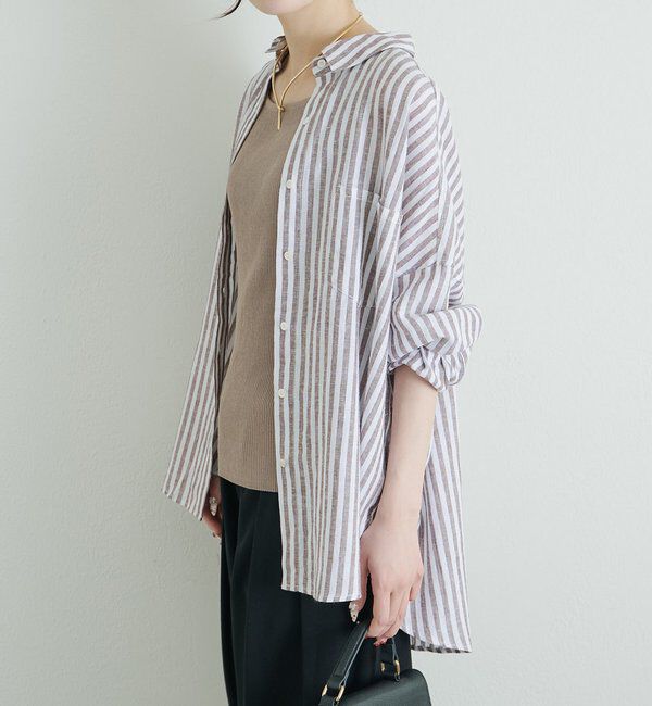  「麻レーヨンストライプシャツ」|シャツ・ブラウス|