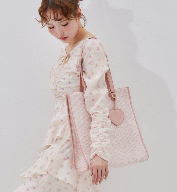  「【LouLoumei】8色展開／ハートチャーム付きトートバッグ／自立可能」|その他|