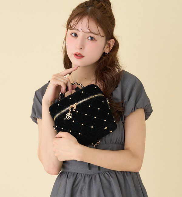  「チャーム付きキルティングバニティバッグ」|ショルダー・メッセンジャー|