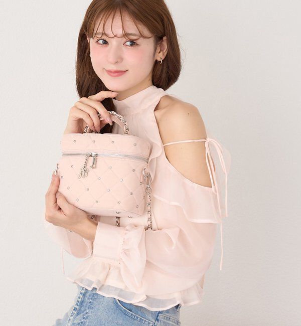  「チャーム付きキルティングバニティバッグ」|ショルダー・メッセンジャー|