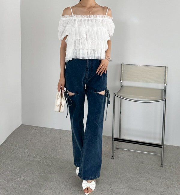  「サイドあき美脚ストレッチデニム」|その他|