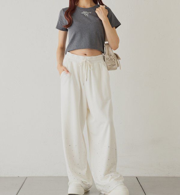  「セットアップ対応／裾ビジューカットパンツ」|その他|