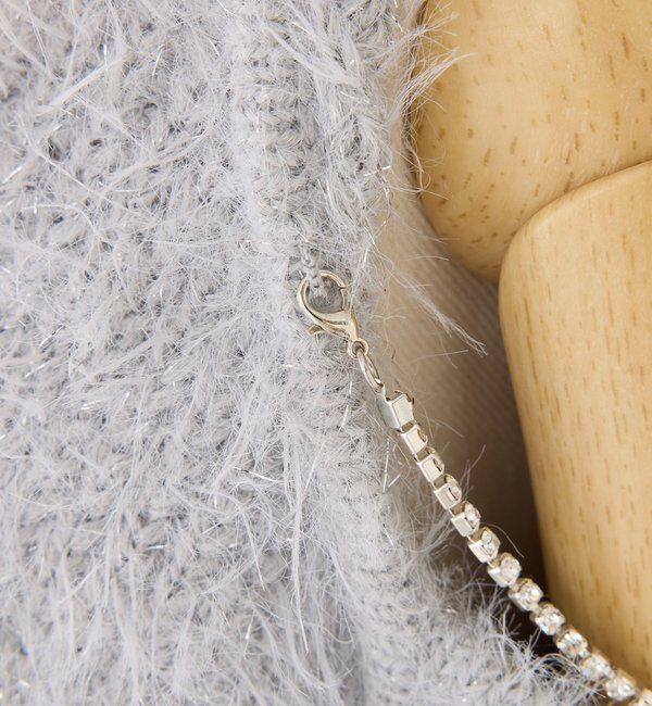  「肩あきビジューニットミニワンピ」|ワンピース|