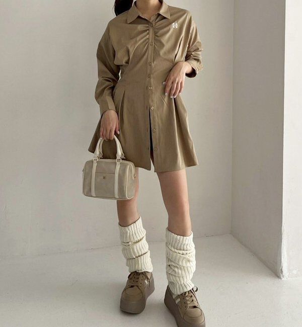  「【マイナス5キロ見え】レースアップシャツチュニック」|シャツ・ブラウス|