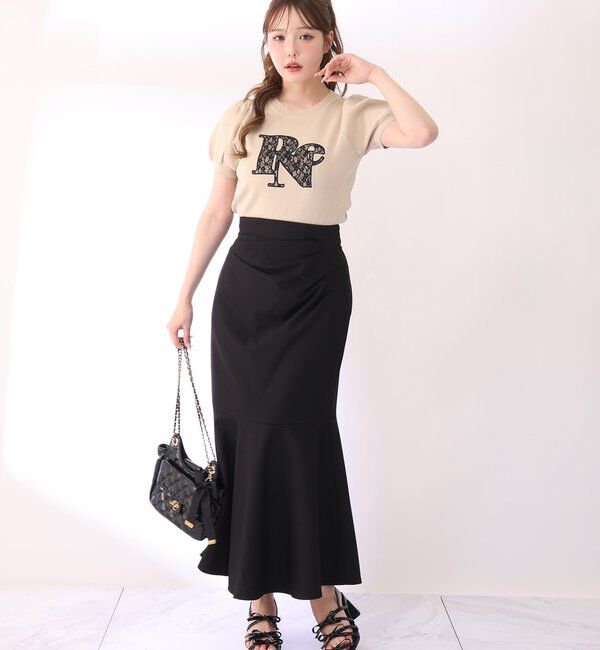  「レースロゴ半袖ニット」|ニット・セーター|