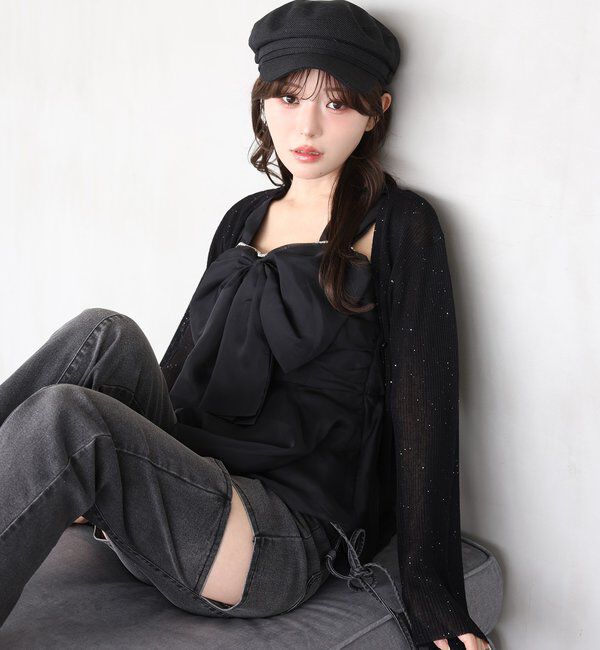  「シアーラメカーディガン」|ニット・セーター|