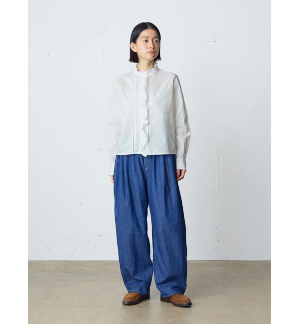 MidiUmi「MidiUmi フロントフリルレースシャツ」|シャツ・ブラウス|