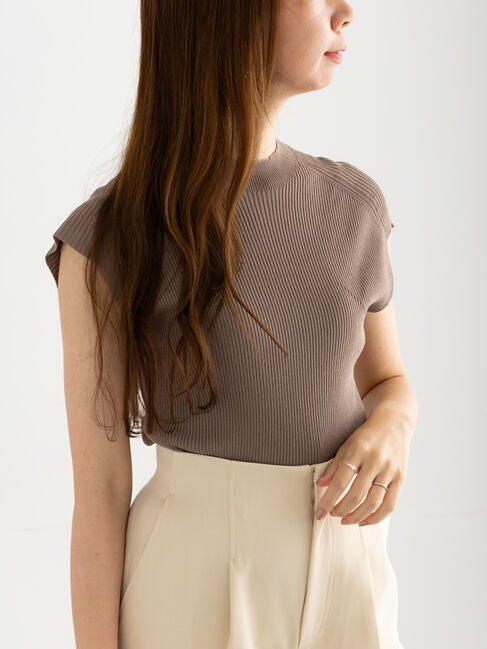 Te chichi「フレンチスリーブハイネックプルオーバー」|ニット・セーター|モカ