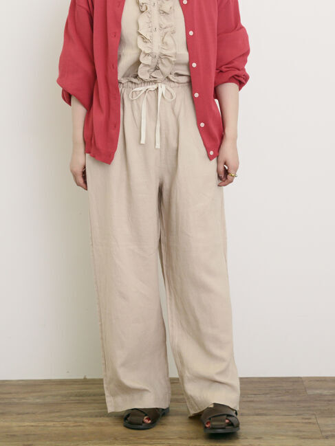 Samansa Mos2「【Cross&times;Linen】サス付パンツ」|その他|ベージュ