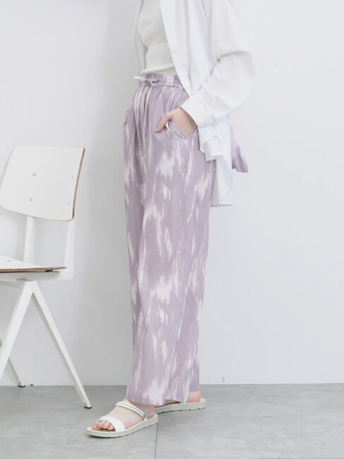 Samansa Mos2 blue「【接触冷感】水彩柄イージーパンツ」|その他|