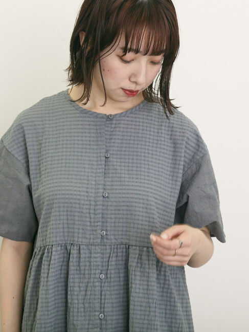 Samansa Mos2「【S/Mサイズ】オーバーレース切替ワンピース」|ワンピース|グリーン