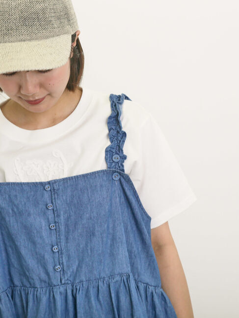 Samansa Mos2「花瓶柄コード刺繍Tシャツ」|Tシャツ・カットソー|