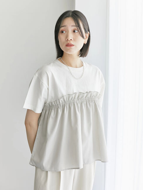 Samansa Mos2 blue「アソートドッキングプルオーバー」|Tシャツ・カットソー|