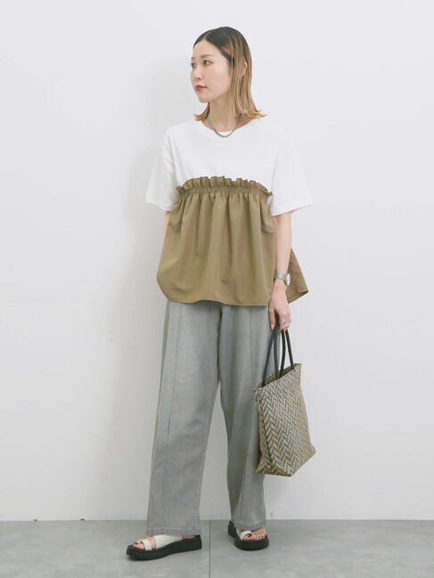 Samansa Mos2 blue「アソートドッキングプルオーバー」|Tシャツ・カットソー|