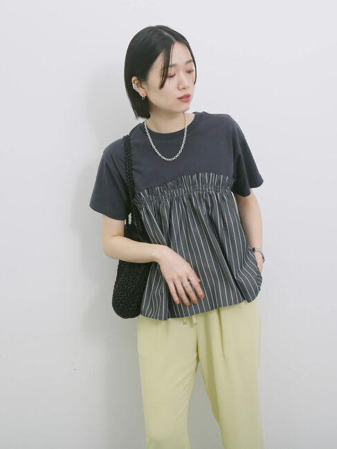 Samansa Mos2 blue「アソートドッキングプルオーバー」|Tシャツ・カットソー|