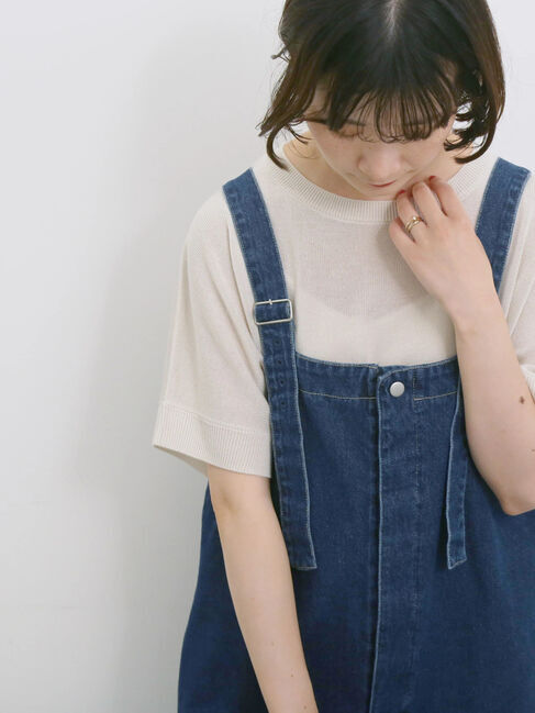 Samansa Mos2 blue「【マシンウォッシャブル】麻タッチニットプルオーバー」|ニット・セーター|キナリ