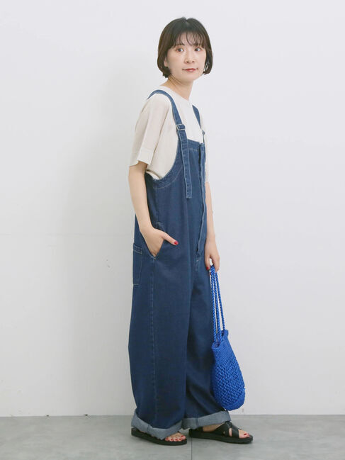 Samansa Mos2 blue「【マシンウォッシャブル】麻タッチニットプルオーバー」|ニット・セーター|