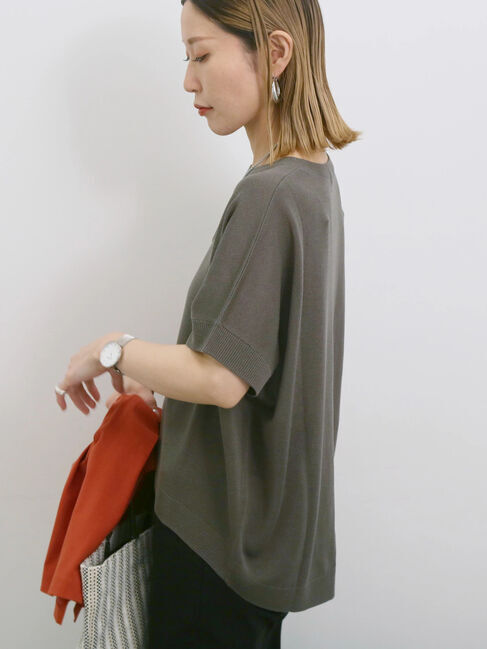 Samansa Mos2 blue「【マシンウォッシャブル】麻タッチニットプルオーバー」|ニット・セーター|