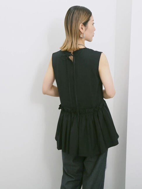 Samansa Mos2 blue「◎【接触冷感】ドッキングノースリーブプルオーバー」|Tシャツ・カットソー|