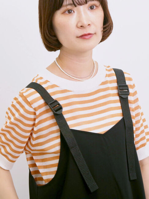 Samansa Mos2 blue「◎ボーダーニットプルオーバー」|ニット・セーター|