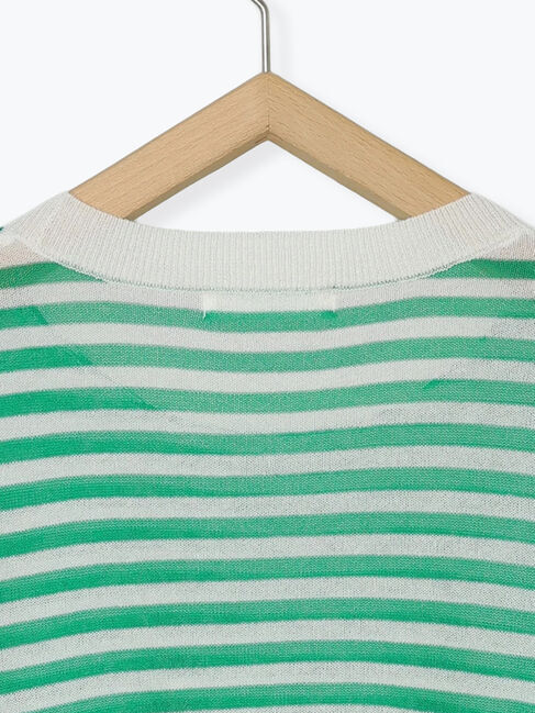 Samansa Mos2 blue「◎ボーダーニットプルオーバー」|ニット・セーター|