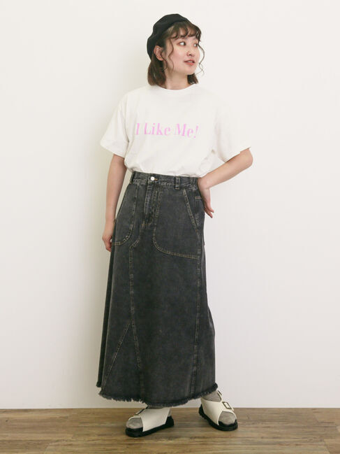 Samansa Mos2「【UVカット】スラブ天竺ロゴプリントTシャツ」|Tシャツ・カットソー|