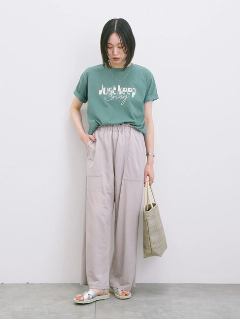 Samansa Mos2 blue「【接触冷感】ロゴプリントTシャツ」|Tシャツ・カットソー|