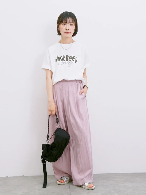 Samansa Mos2 blue「【接触冷感】ロゴプリントTシャツ」|Tシャツ・カットソー|