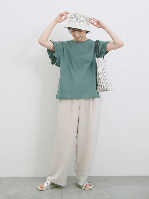 Samansa Mos2 blue「【USAコットン】フリルTシャツ」|Tシャツ・カットソー|