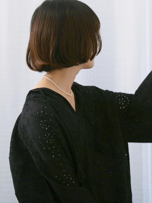 Samansa Mos2 blue「【Made in India】タッセル付ギャザーレースブラウス」|シャツ・ブラウス|