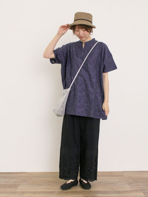 Samansa Mos2「レモン柄ジャカードチュニック」|シャツ・ブラウス|