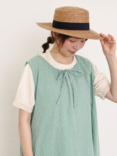 Samansa Mos2「【汗染み防止】袖口レースパフスリーブTシャツ」|Tシャツ・カットソー|