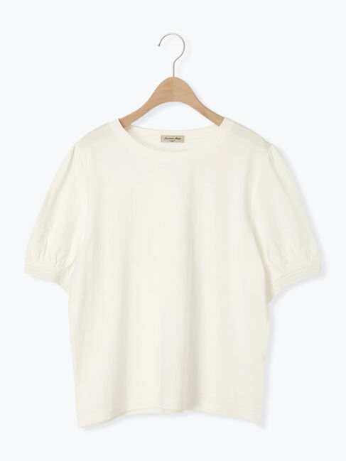 Samansa Mos2「【汗染み防止】袖口レースパフスリーブTシャツ」|Tシャツ・カットソー|