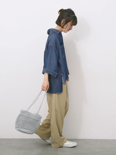 Samansa Mos2 blue「リネンタッチイージーパンツ」|その他|