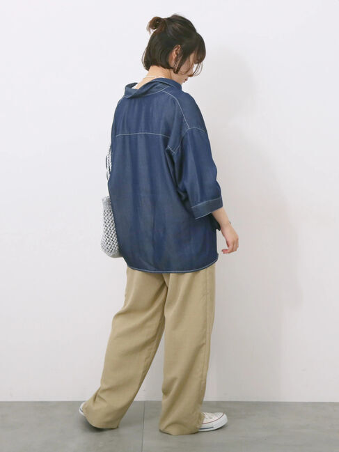 Samansa Mos2 blue「リネンタッチイージーパンツ」|その他|