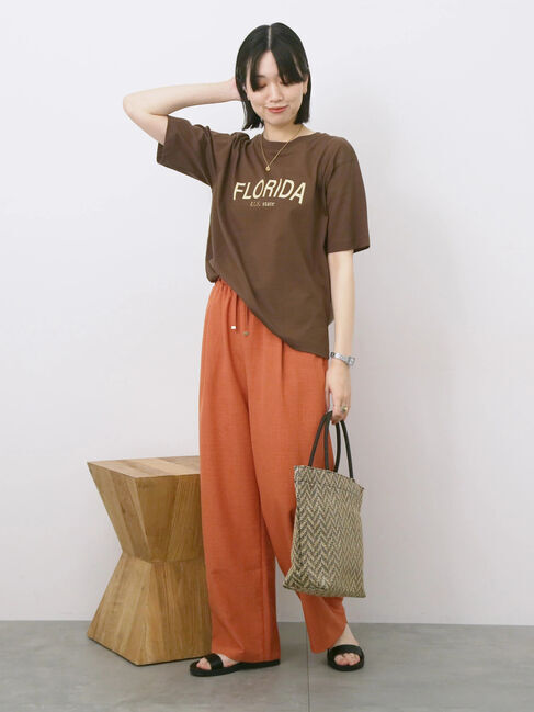 Samansa Mos2 blue「リネンタッチイージーパンツ」|その他|