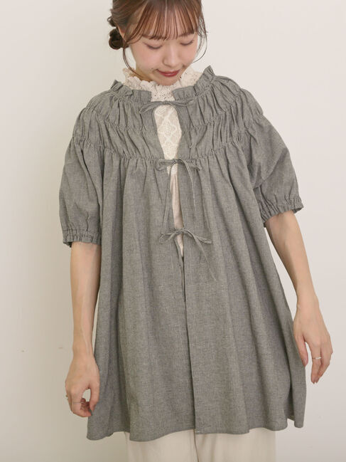 Samansa Mos2「前後2WAYリボンギャザーブラウス」|シャツ・ブラウス|