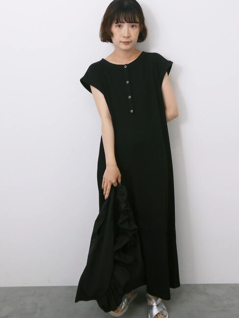 Samansa Mos2 blue「◎ヘンリーネックテレコワンピース」|ワンピース|