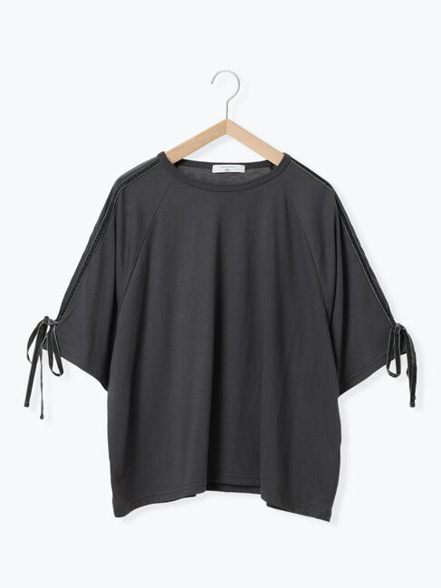 Samansa Mos2 blue「◎【接触冷感】ベロアラインリボンTシャツ」|Tシャツ・カットソー|