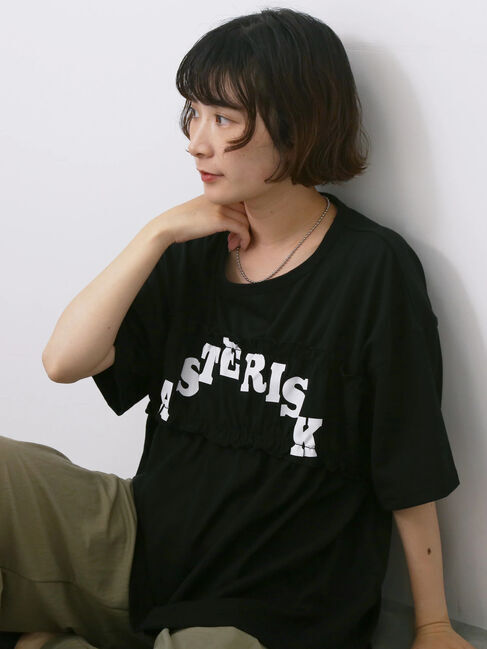 Samansa Mos2 blue「◎【接触冷感】シャーリングドッキングTシャツ」|Tシャツ・カットソー|