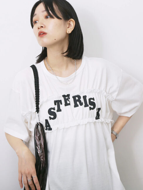 Samansa Mos2 blue「◎【接触冷感】シャーリングドッキングTシャツ」|Tシャツ・カットソー|