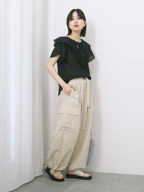 Samansa Mos2 blue「◎フリルブラウス」|シャツ・ブラウス|