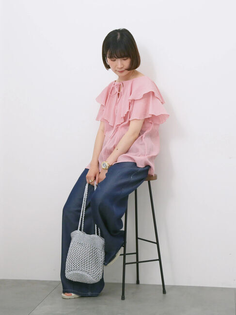 Samansa Mos2 blue「◎フリルブラウス」|シャツ・ブラウス|