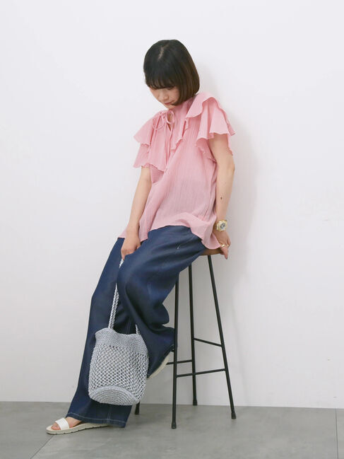 Samansa Mos2 blue「◎フリルブラウス」|シャツ・ブラウス|