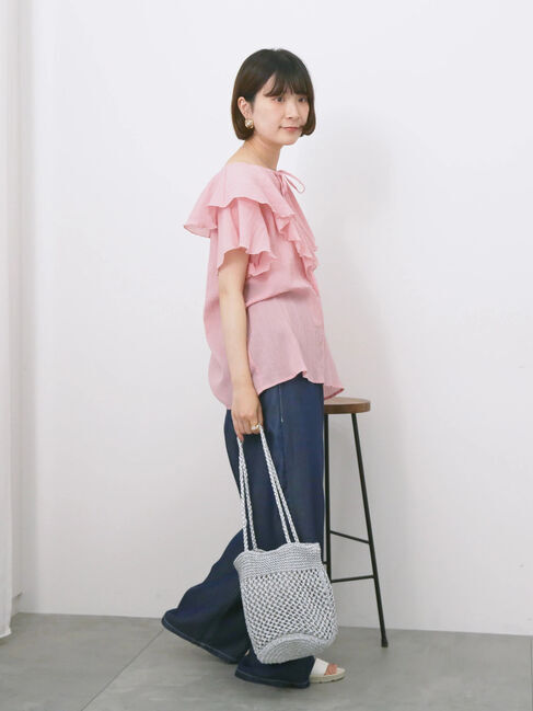 Samansa Mos2 blue「◎フリルブラウス」|シャツ・ブラウス|