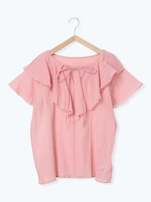 Samansa Mos2 blue「◎フリルブラウス」|シャツ・ブラウス|