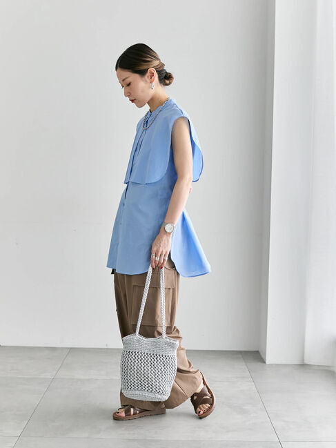 Samansa Mos2 blue「ケープブラウス」|シャツ・ブラウス|