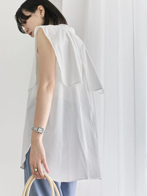 Samansa Mos2 blue「ケープブラウス」|シャツ・ブラウス|