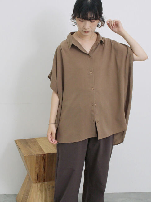 Samansa Mos2 blue「【接触冷感】ポンチョブラウス」|シャツ・ブラウス|